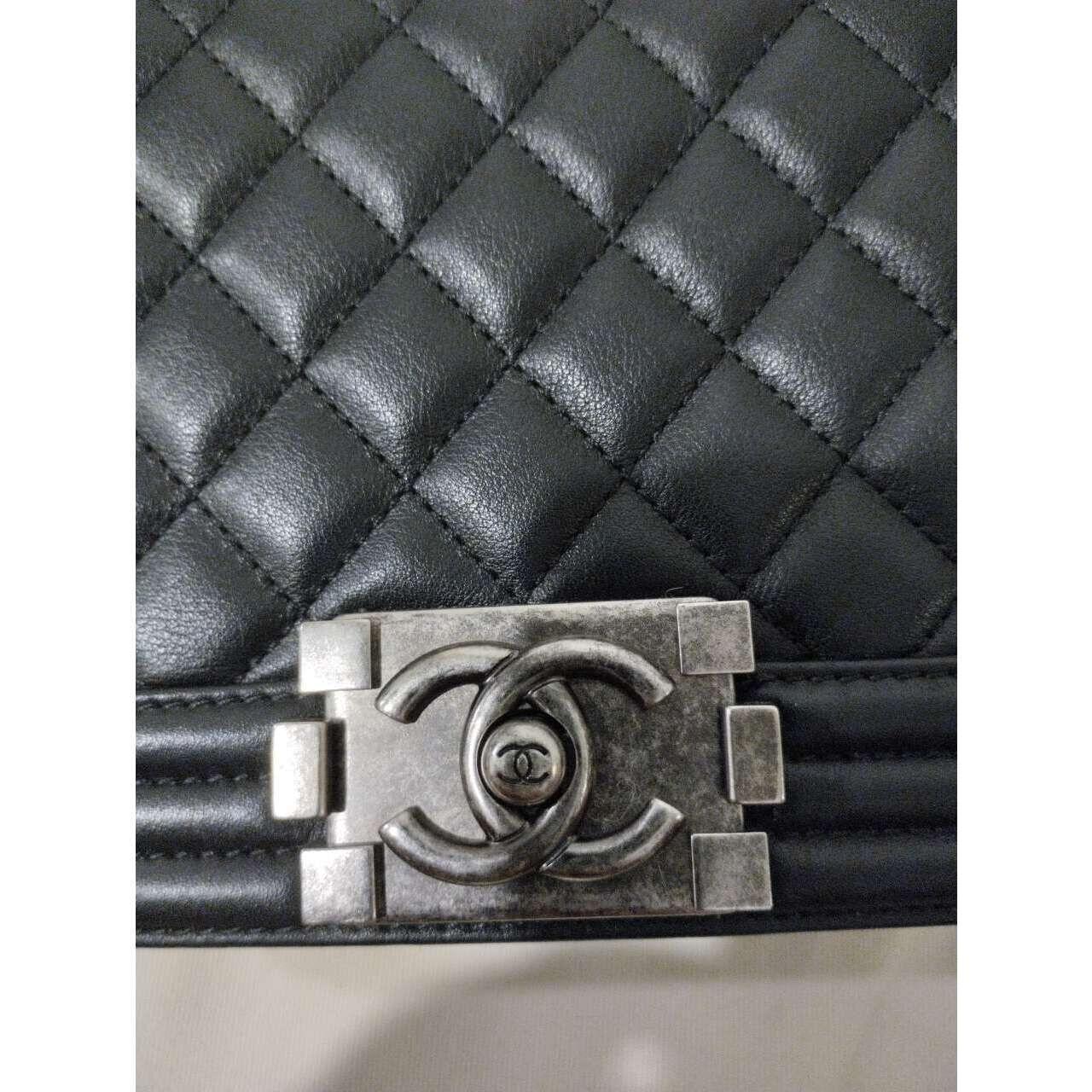 Chanel Boy Quilted Black Lambskin Ruthenium Hardware Shoulder Bag