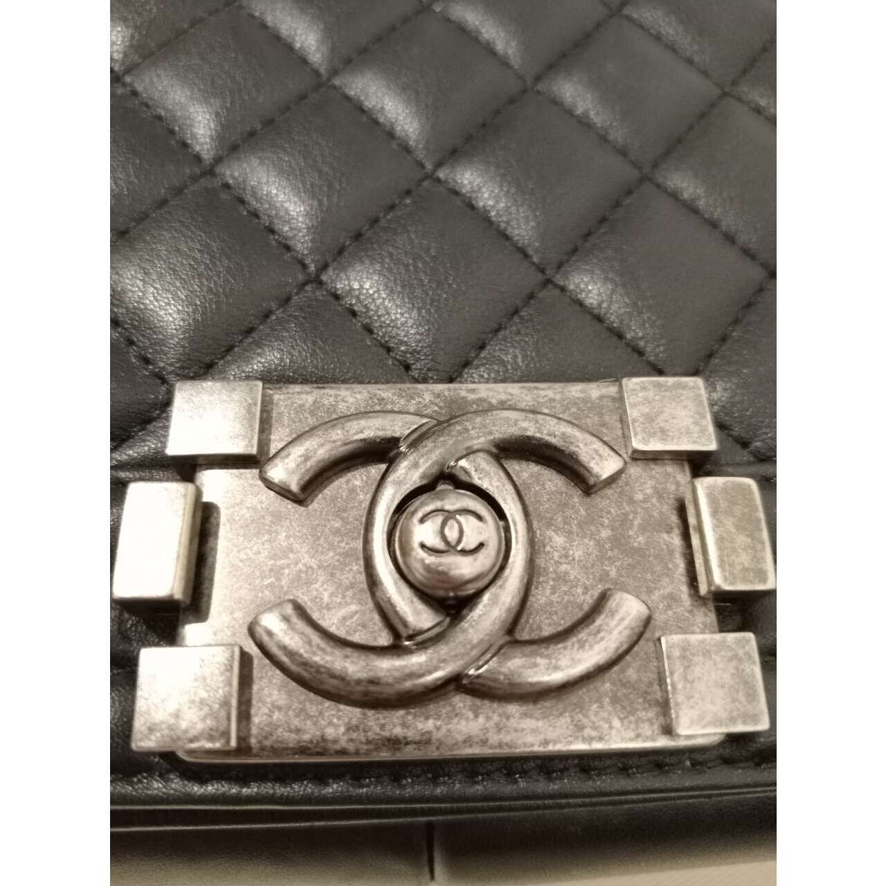 Chanel Boy Quilted Black Lambskin Ruthenium Hardware Shoulder Bag