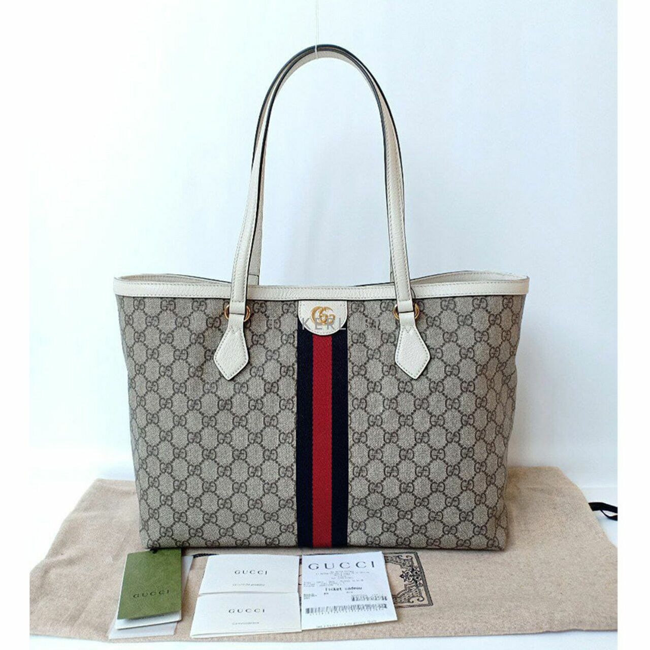 Gucci Ophidia GG Monogram Ivory Tote Bag