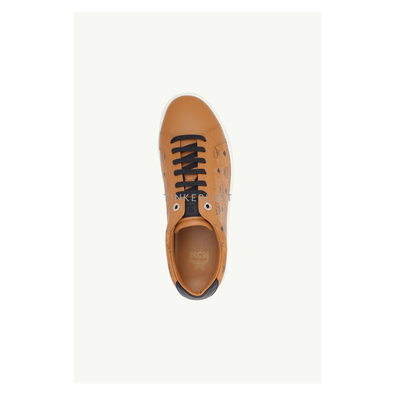 MCM Terrain Logo Embossed Low-Top Cognac Visetos Sneakers