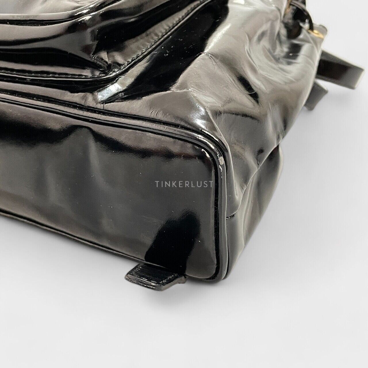 Gucci Bamboo Drawstring Patent Leather Black Backpack