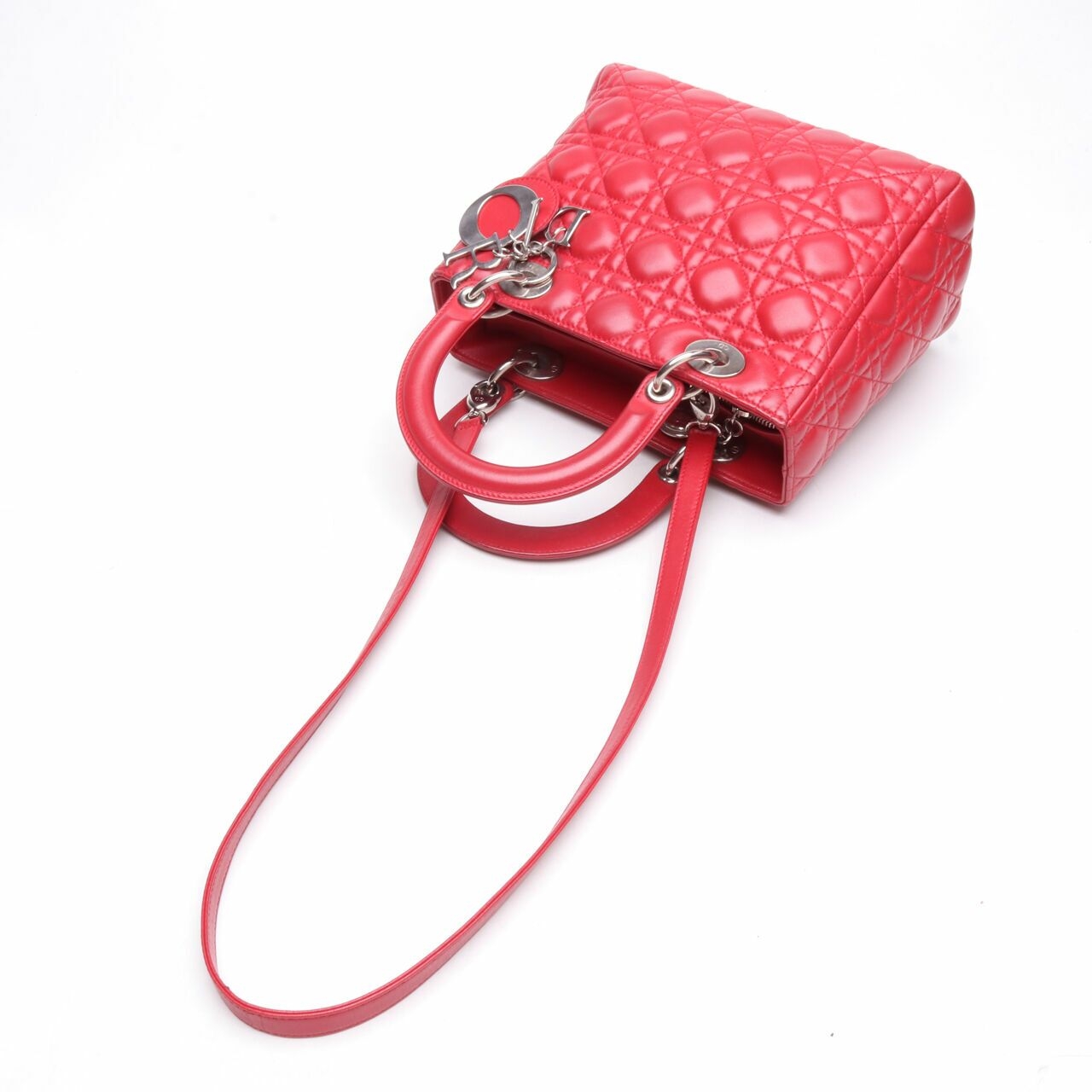 Christian Dior Lady Dior Red Medium Lambskin Satchel