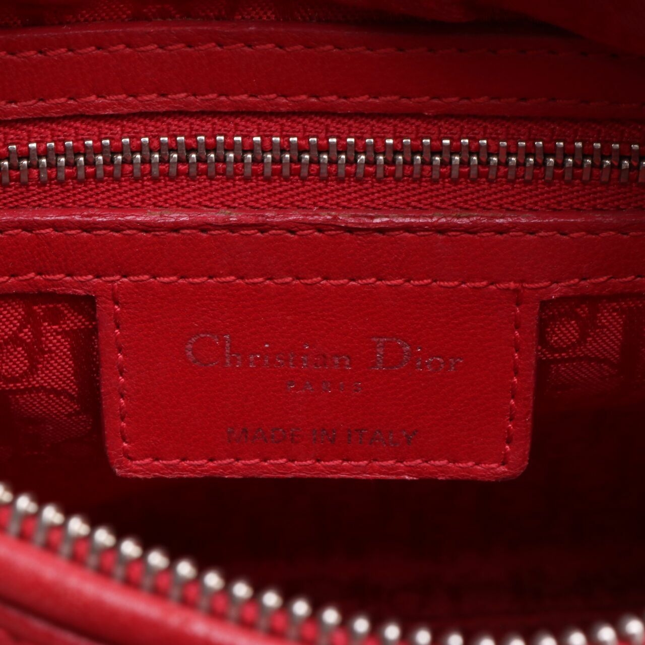 Christian Dior Lady Dior Red Medium Lambskin Satchel