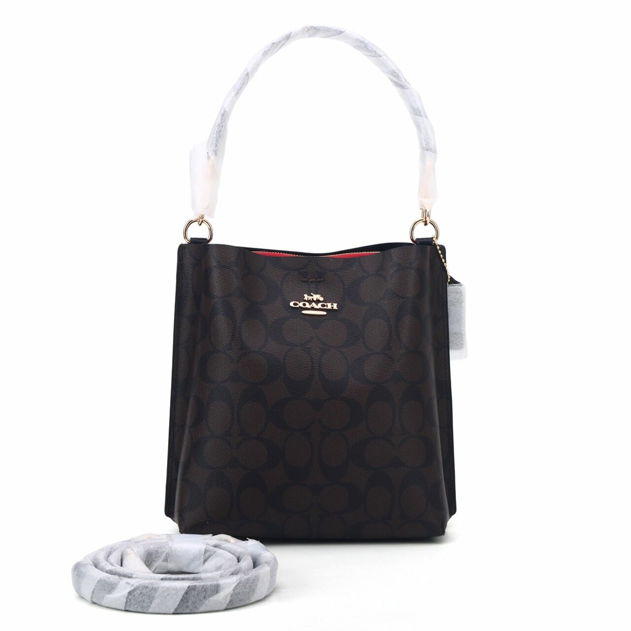 Coach CA582 Signature Mollie Bucket 22 Brown/Black Satchel