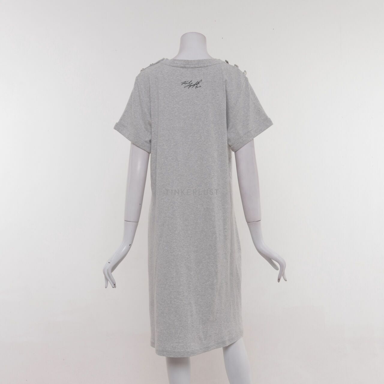 Karl Lagerfeld Gray Button Shoulder Tshirt dress