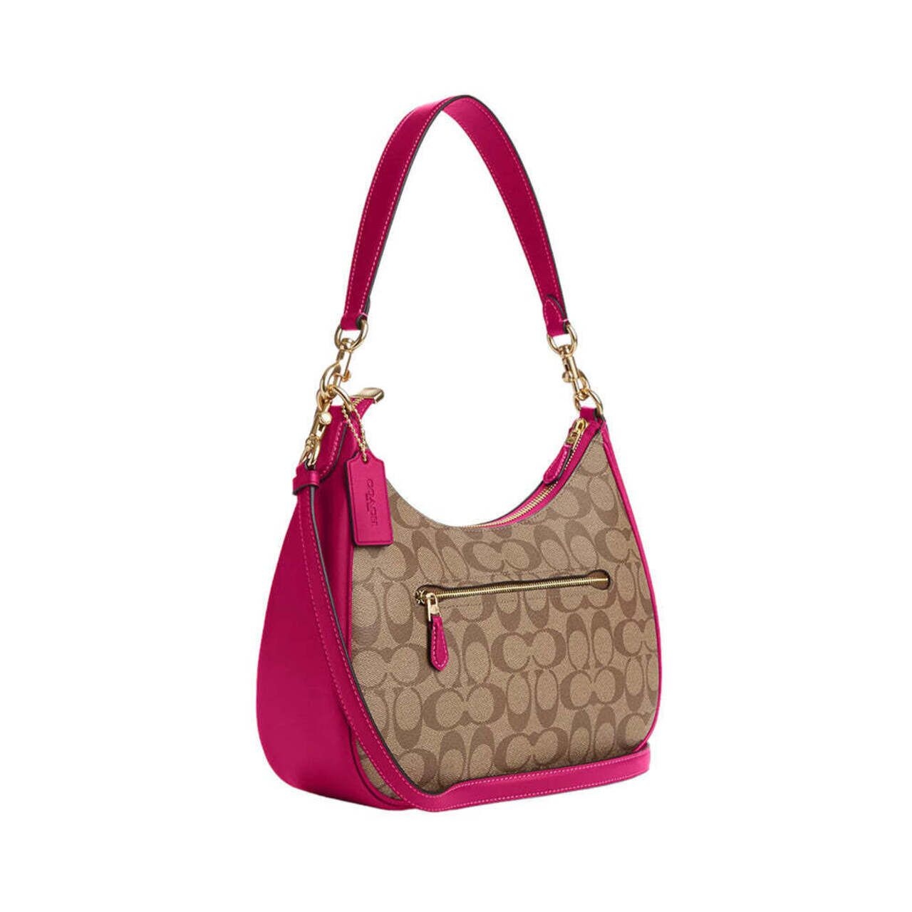 Coach Teri Hobo Signature Khaki Cerise