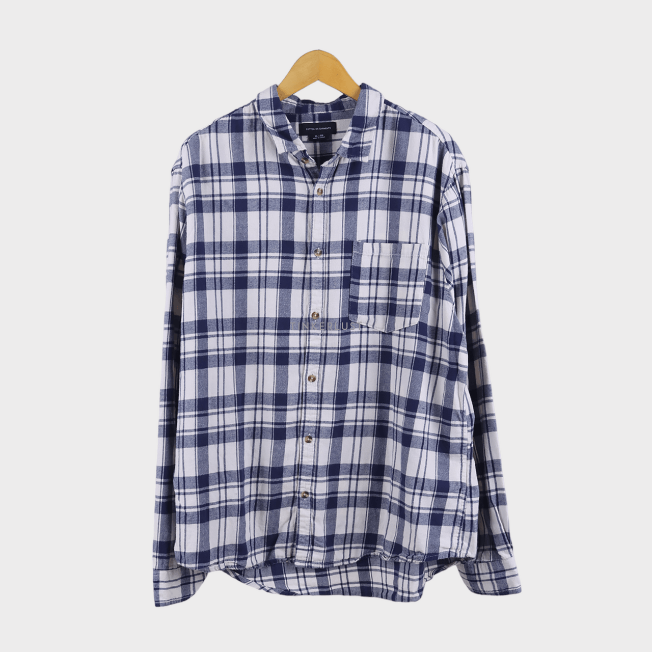 Cotton On Navy & White Plaid Shirt