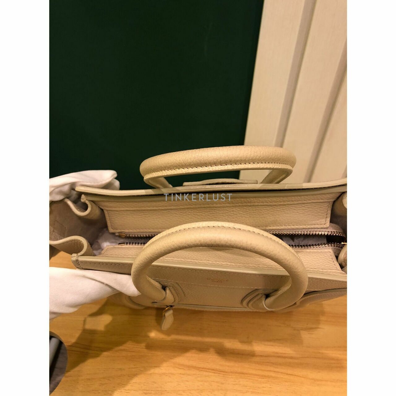 Celine Nano Luggage Ivory Grained Leather