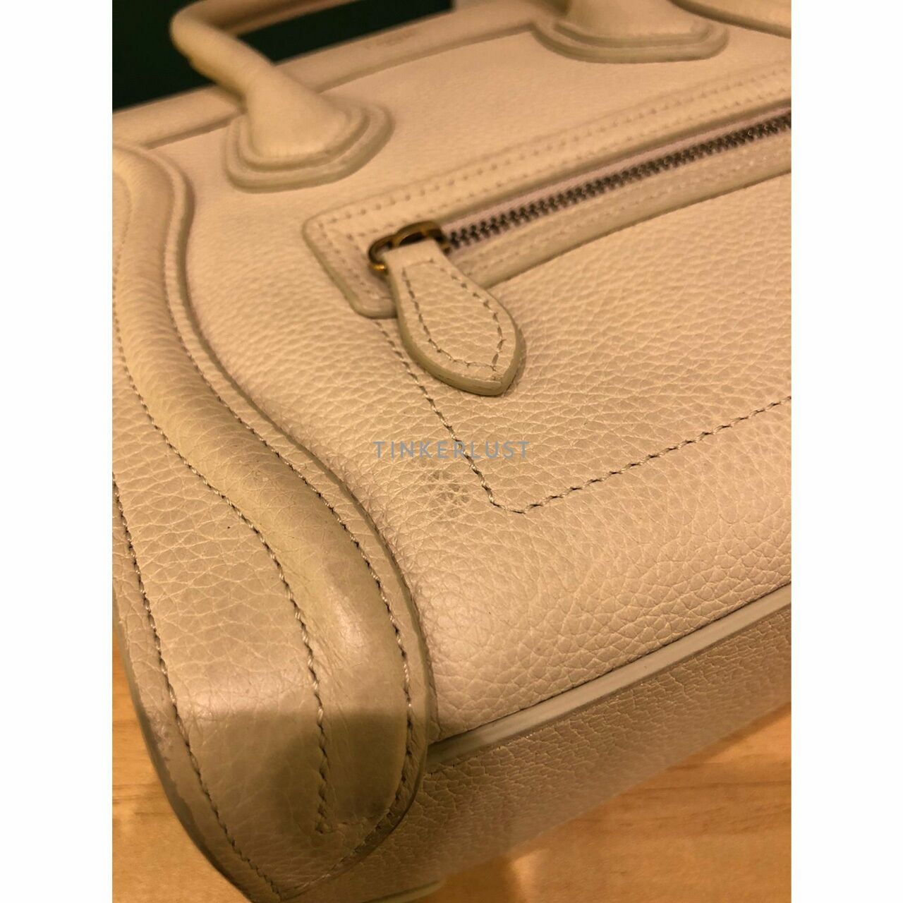 Celine Nano Luggage Ivory Grained Leather