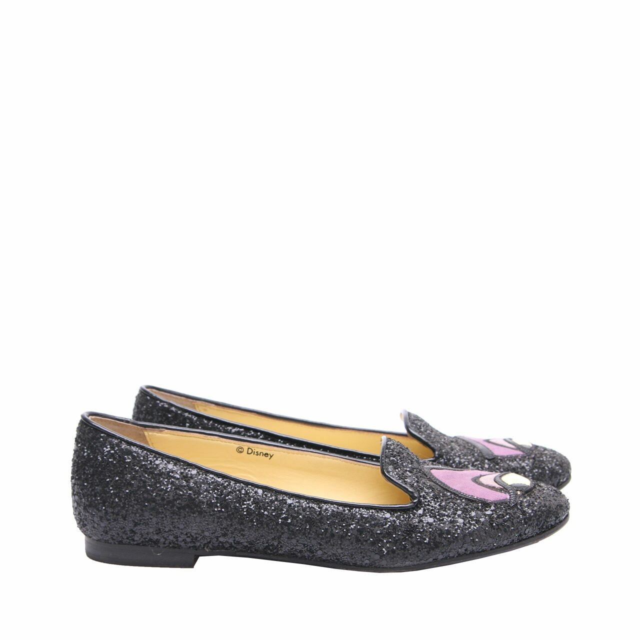 Chiara Ferragni Black Slipper Glittered Flats Shoes