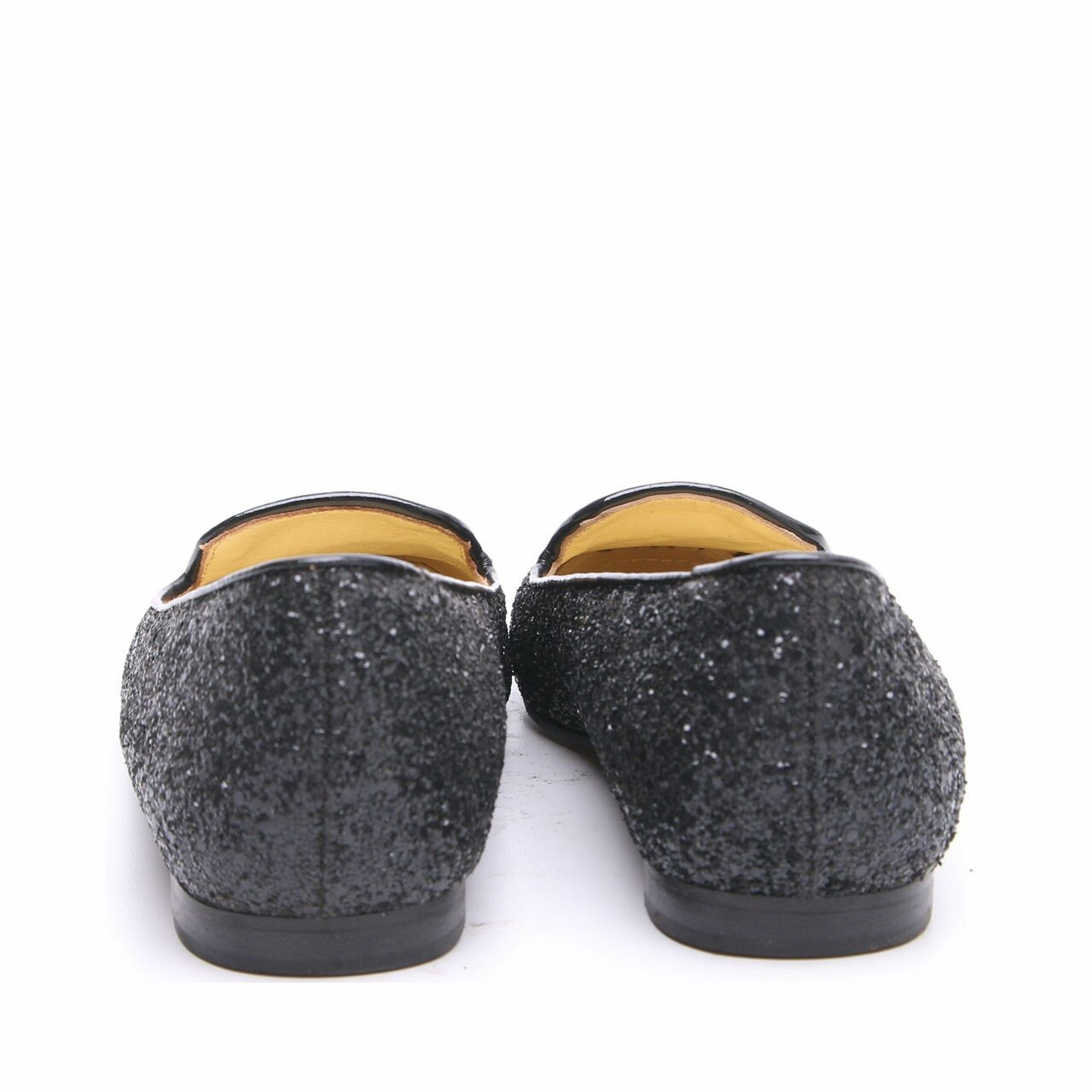 Chiara Ferragni Black Slipper Glittered Flats Shoes