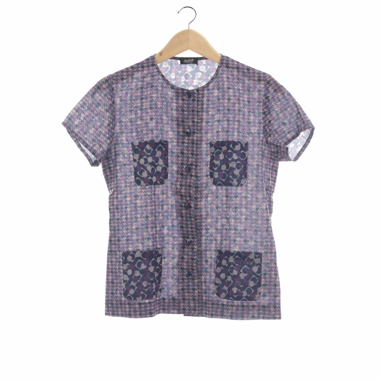 Private Collection Multi Houndstooth Button Down Blouse