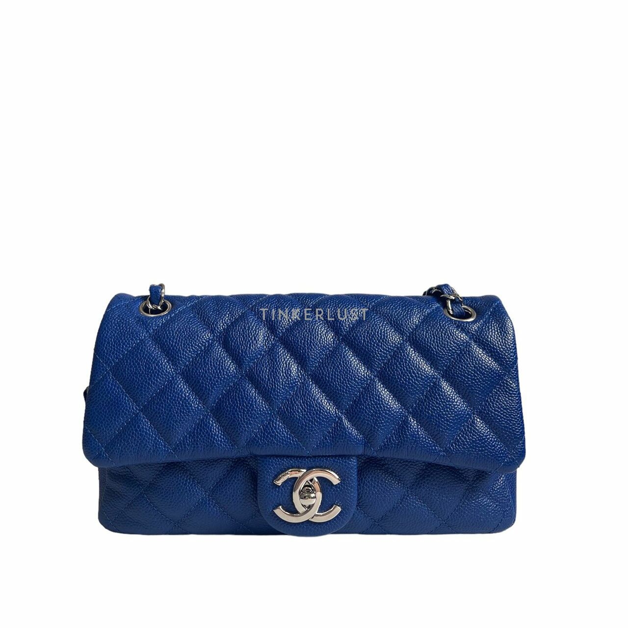 Chanel Easy Flap Blue Caviar Flap Bag SHW #18 Shoulder Bag