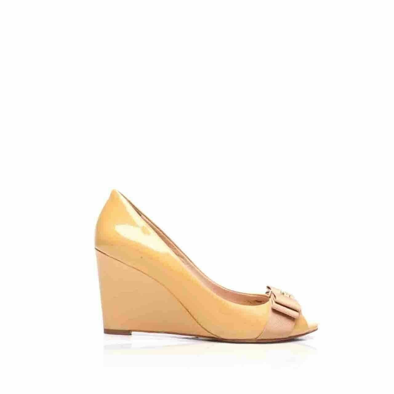 Tory Burch Open Toe Soft Patent Wedge