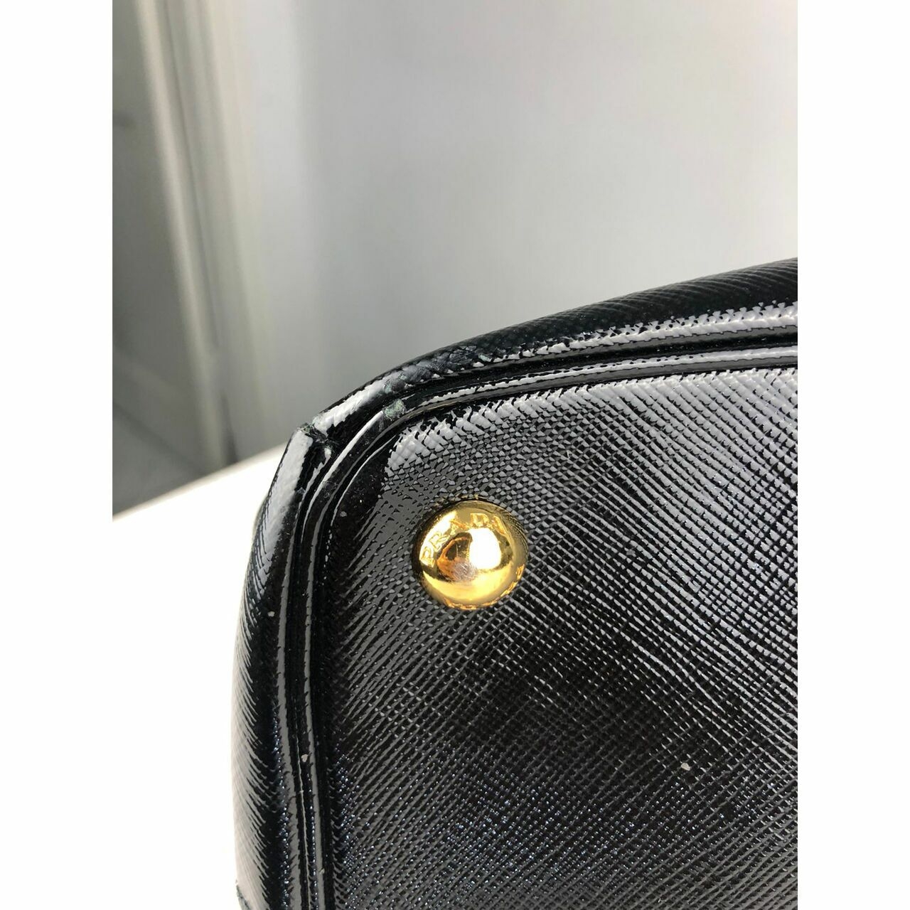 Prada Saffiano Vernic Nero BN2274 Satchel Bag