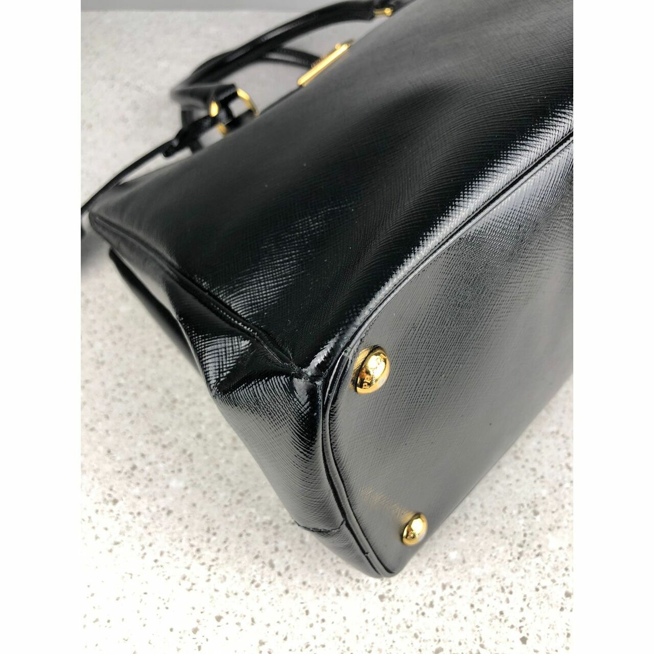 Prada Saffiano Vernic Nero BN2274 Satchel Bag