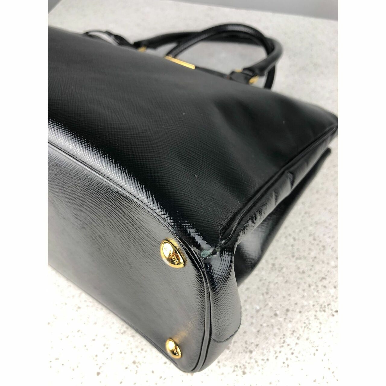 Prada Saffiano Vernic Nero BN2274 Satchel Bag