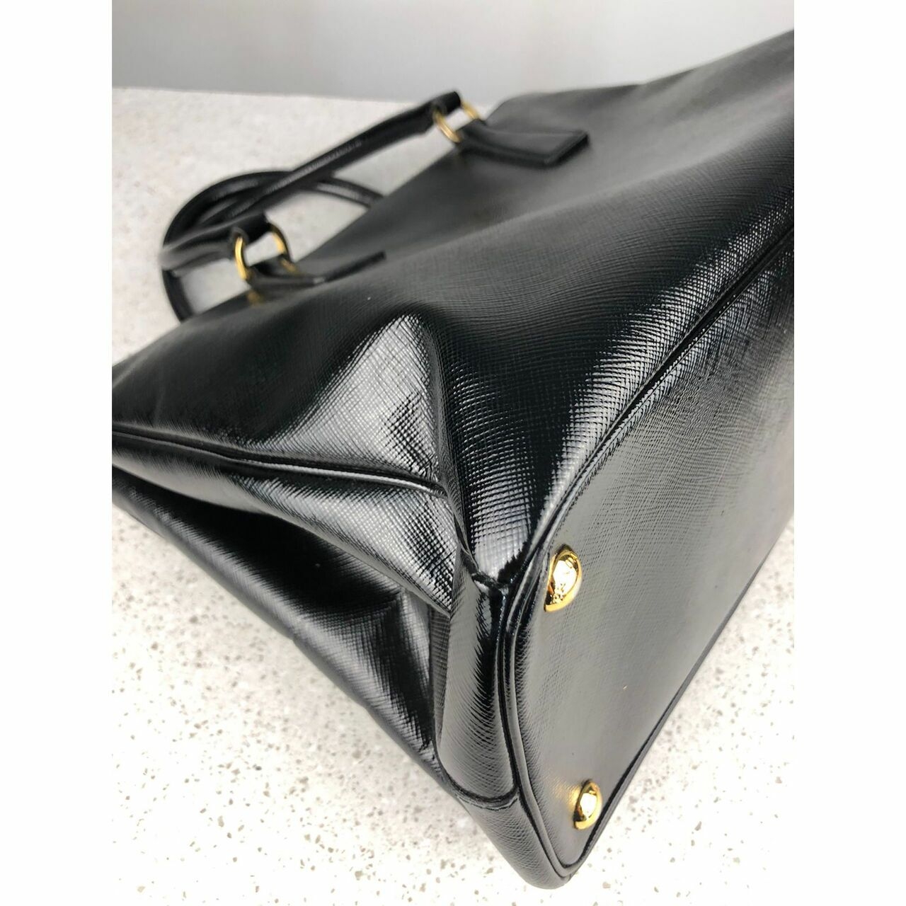 Prada Saffiano Vernic Nero BN2274 Satchel Bag