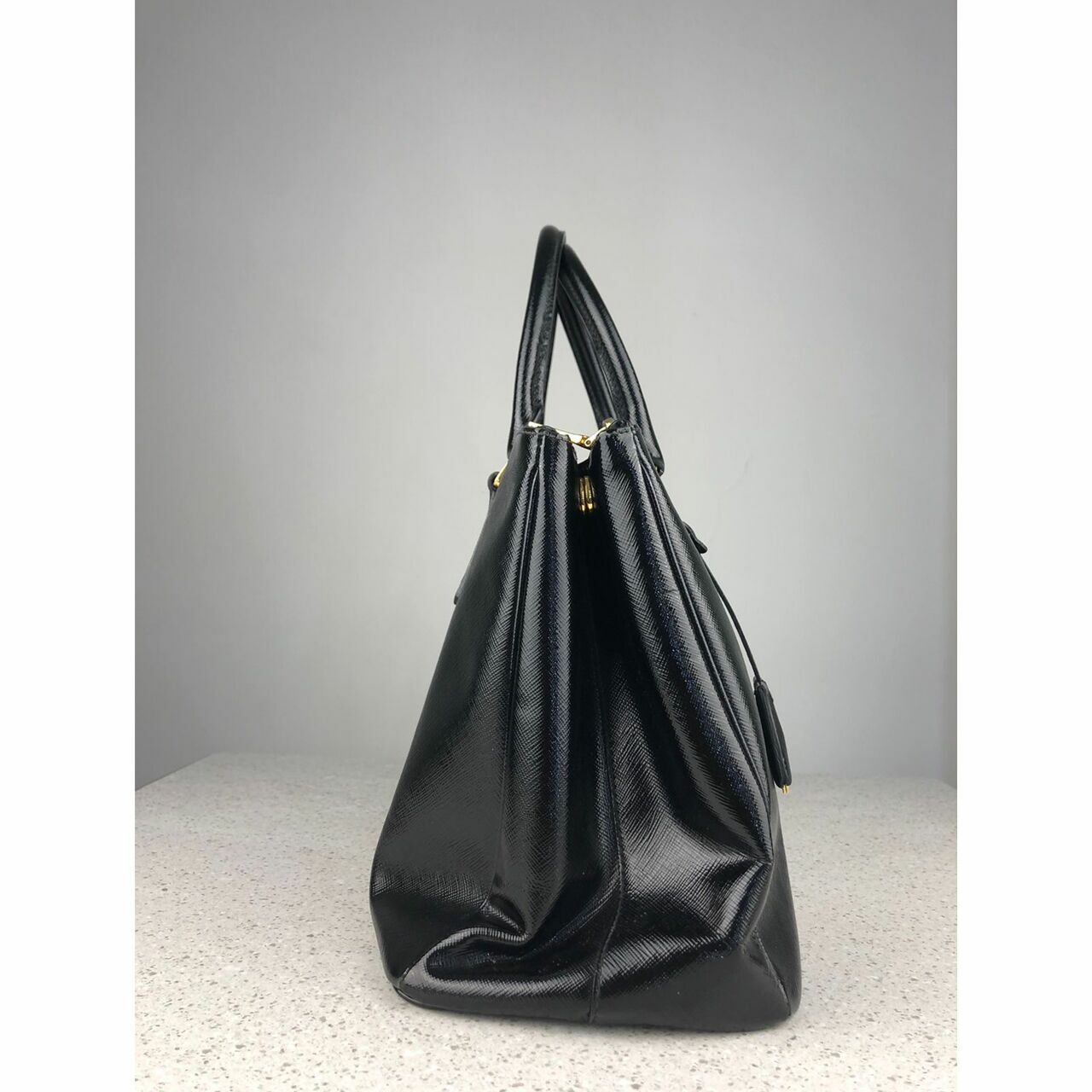 Prada Saffiano Vernic Nero BN2274 Satchel Bag