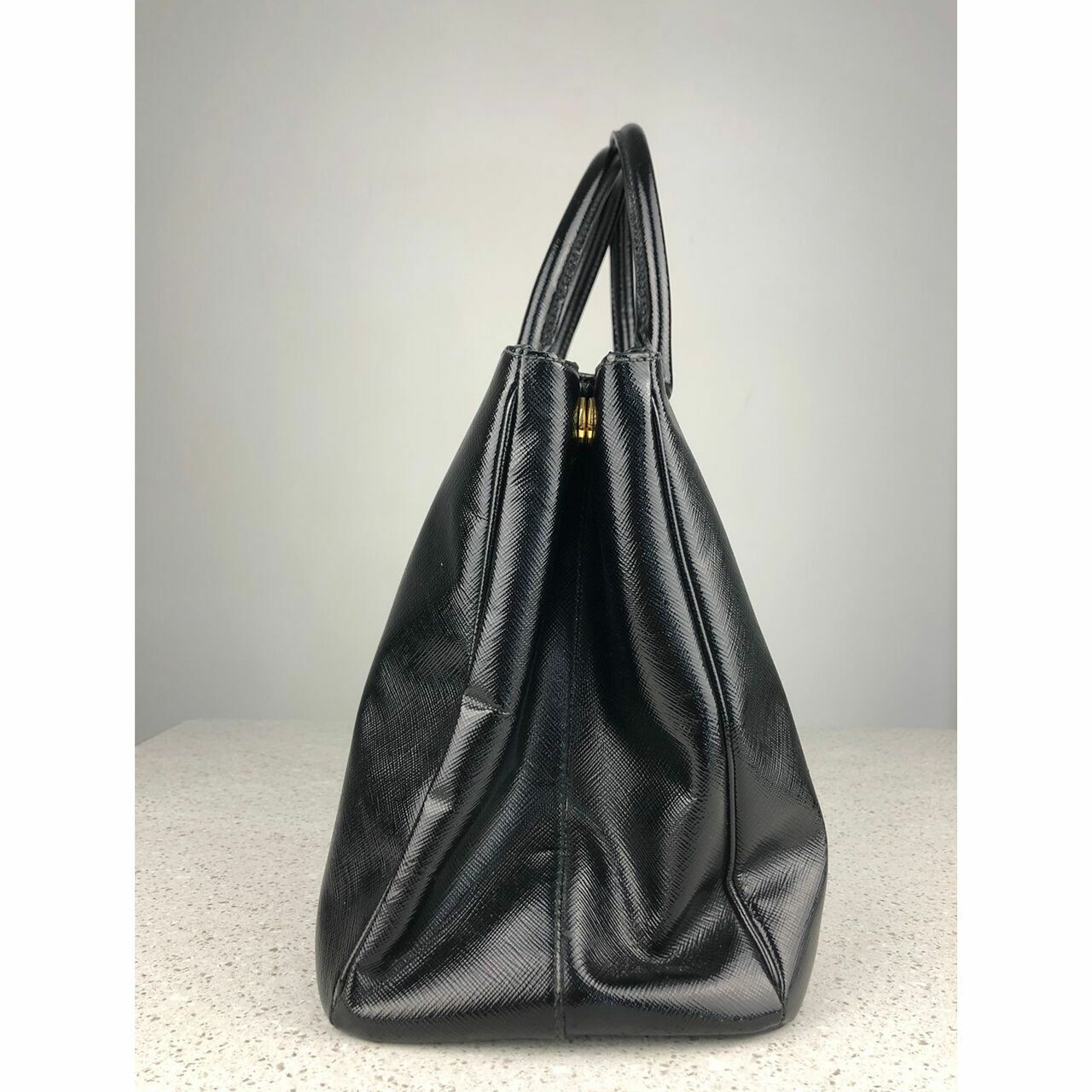 Prada Saffiano Vernic Nero BN2274 Satchel Bag