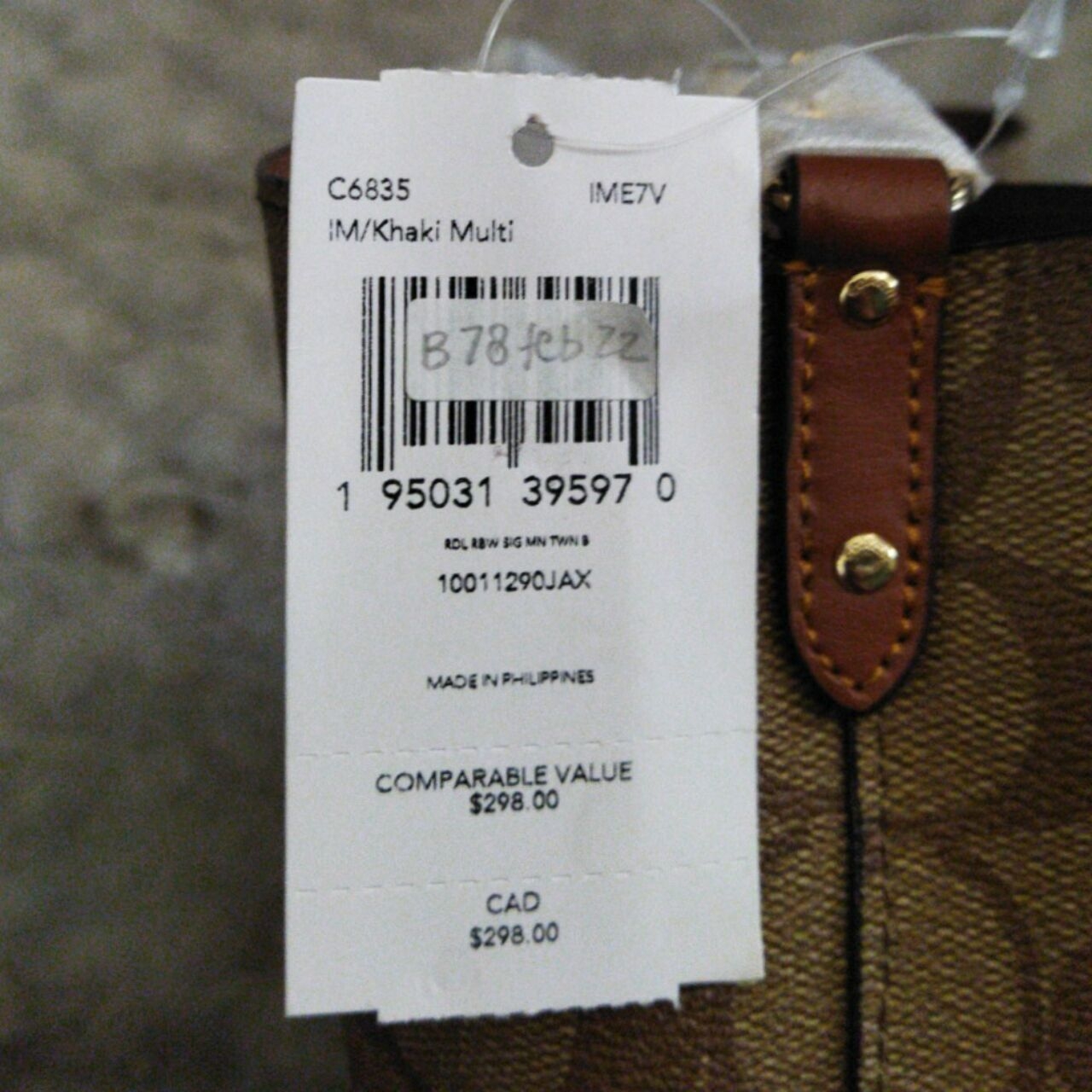 Coach C6835 Signature Radial Rainbow Mini Town Bucket Bag Khaki Multi