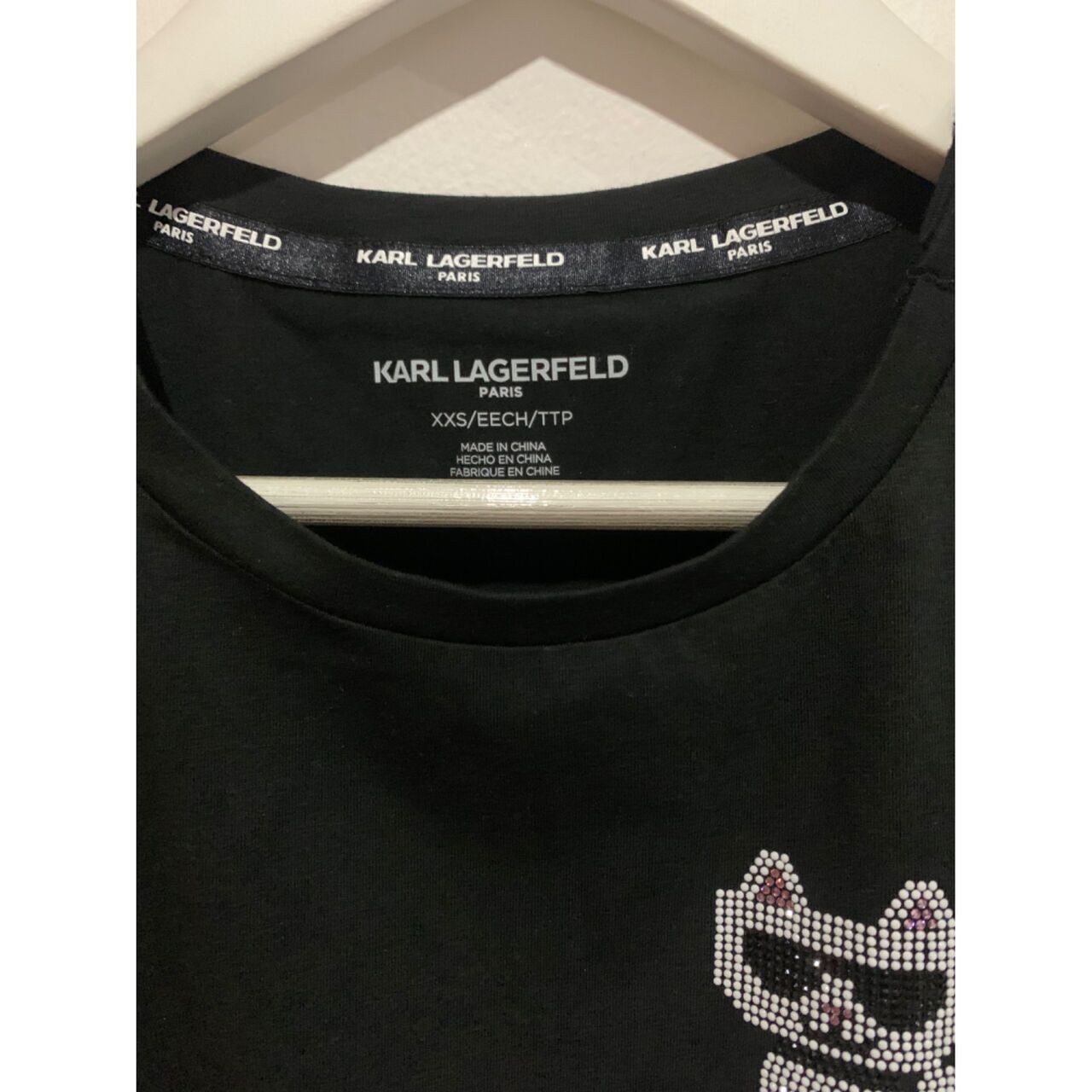 Karl Lagerfeld Puff Sleeve Sequin Choupette Tee