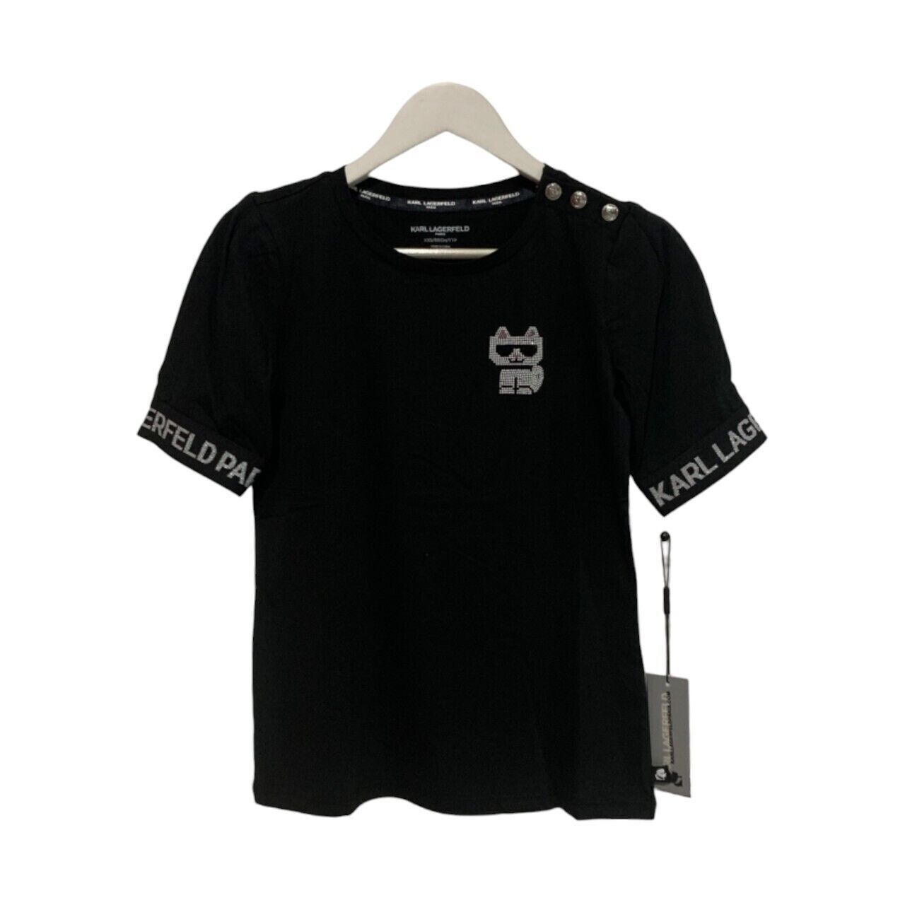 Karl Lagerfeld Puff Sleeve Sequin Choupette Tee