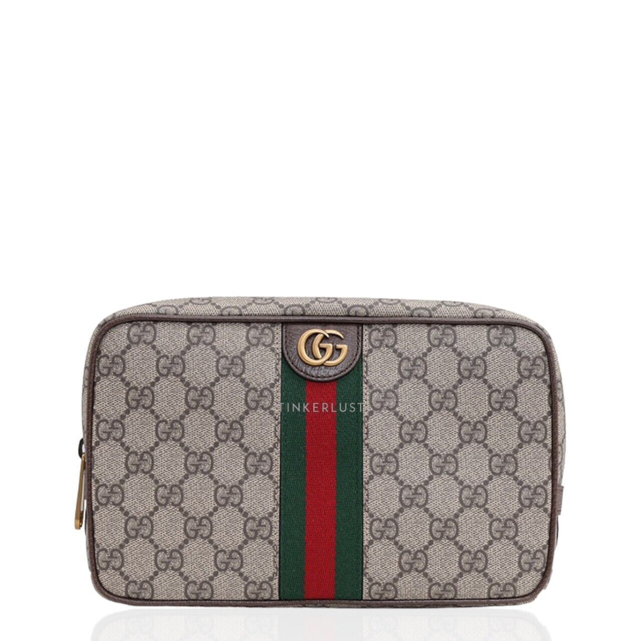 Gucci GG Supreme Savoy Toiletry Bag in Beige/Ebony/Brown with Web Stripe Pouch