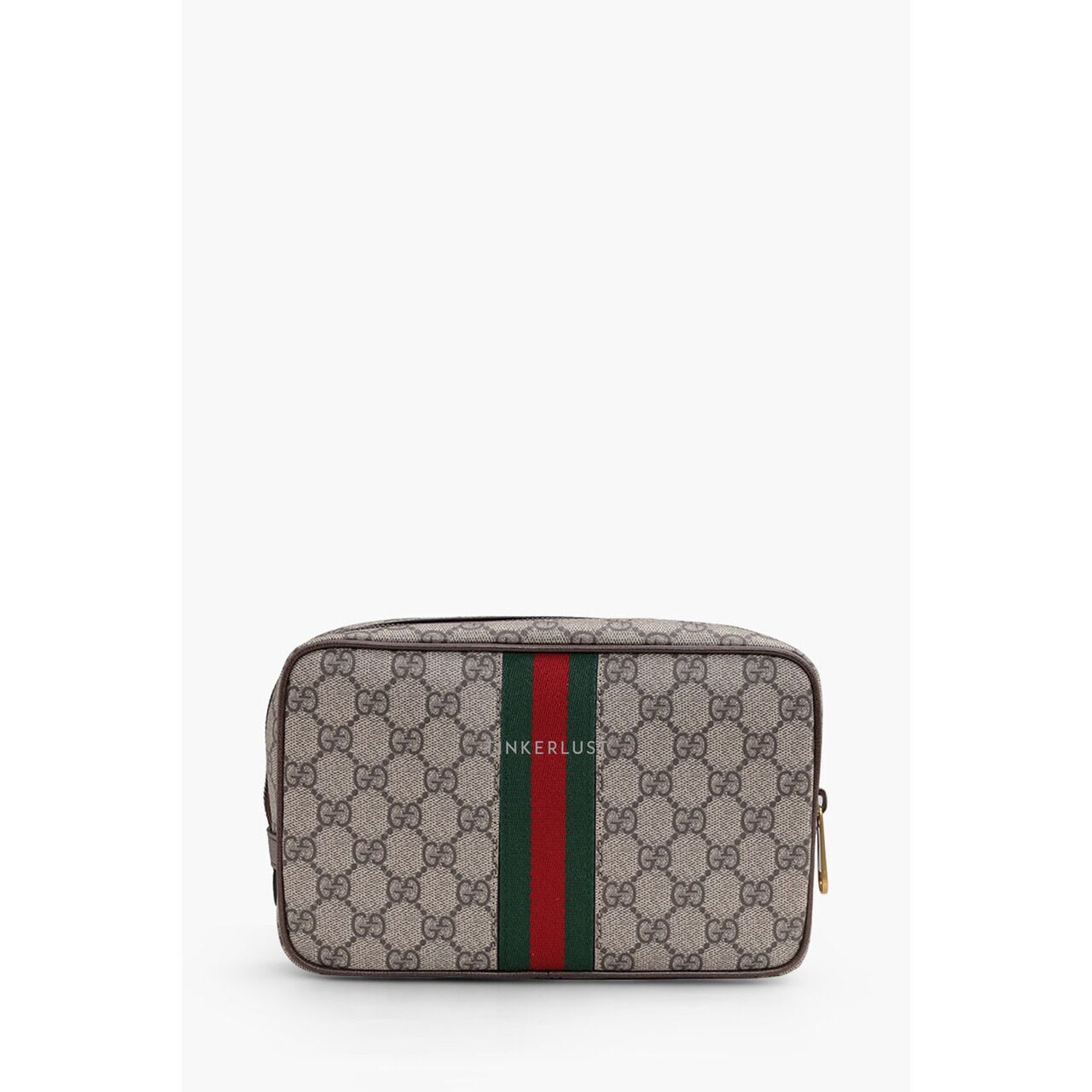 Gucci GG Supreme Savoy Toiletry Bag in Beige/Ebony/Brown with Web Stripe Pouch