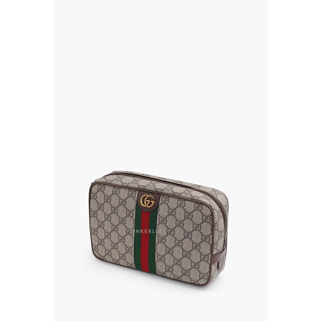 Gucci GG Supreme Savoy Toiletry Bag in Beige/Ebony/Brown with Web Stripe Pouch