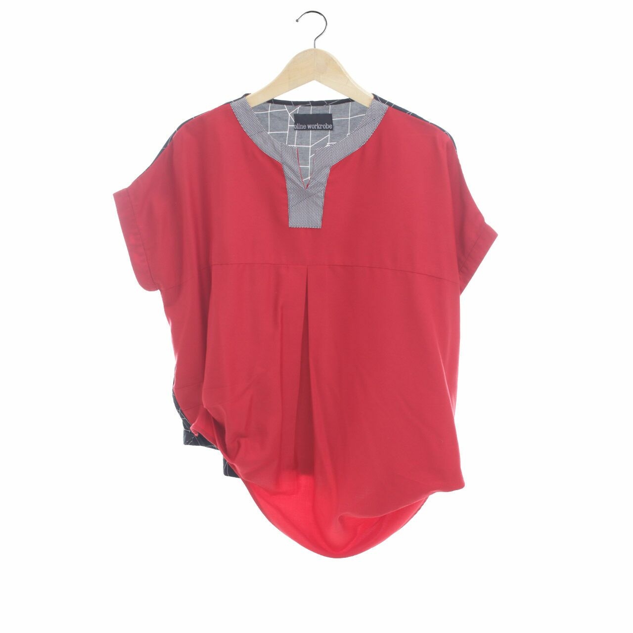 Oline Workrobe Red V-Neck Blouse