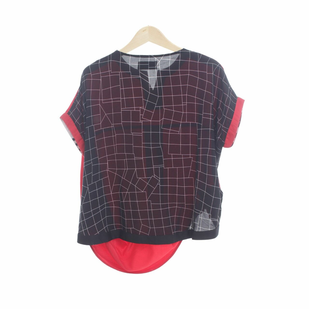 Oline Workrobe Red V-Neck Blouse