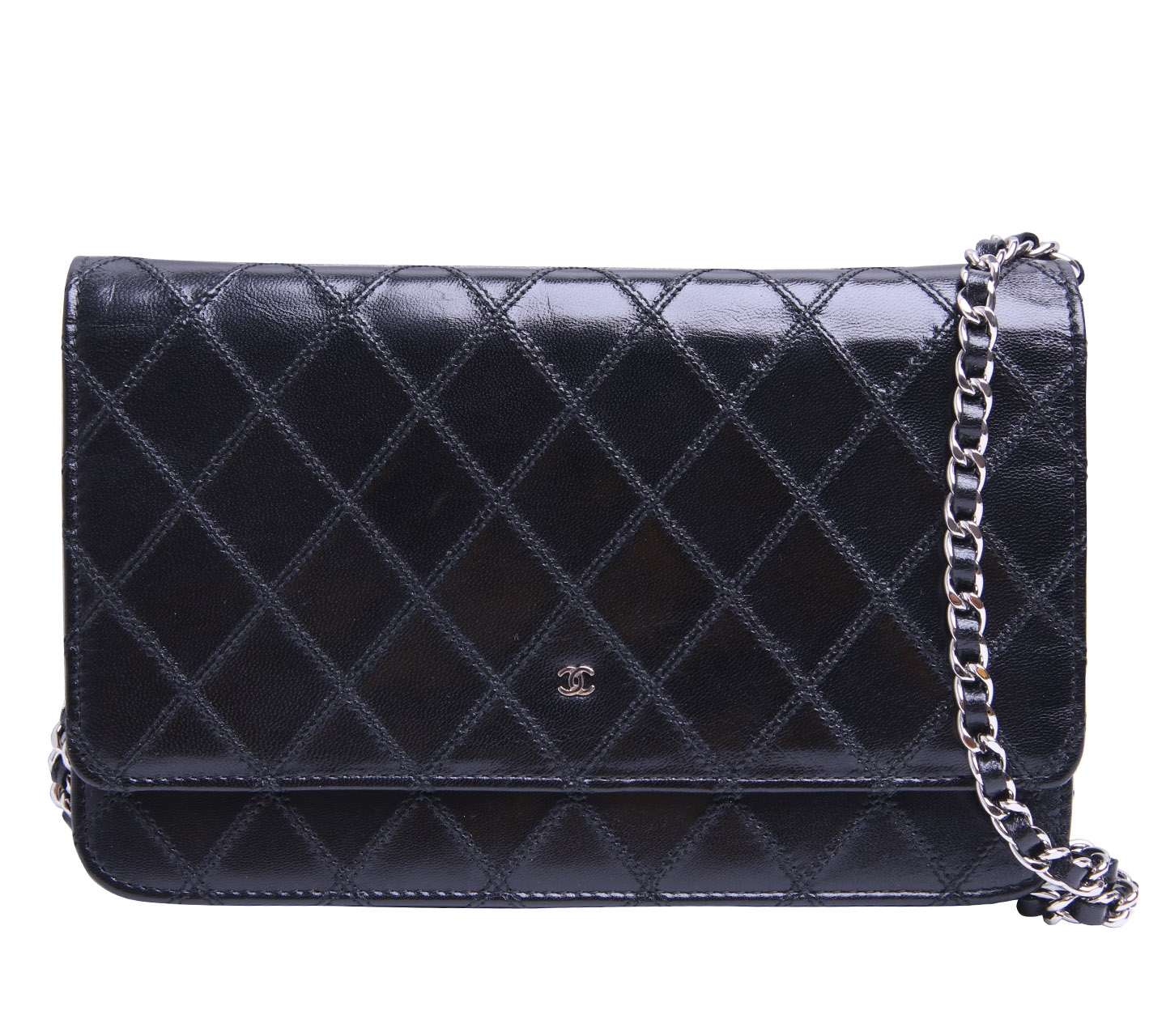 Chanel Black Mini Quilted Wallet Clutch