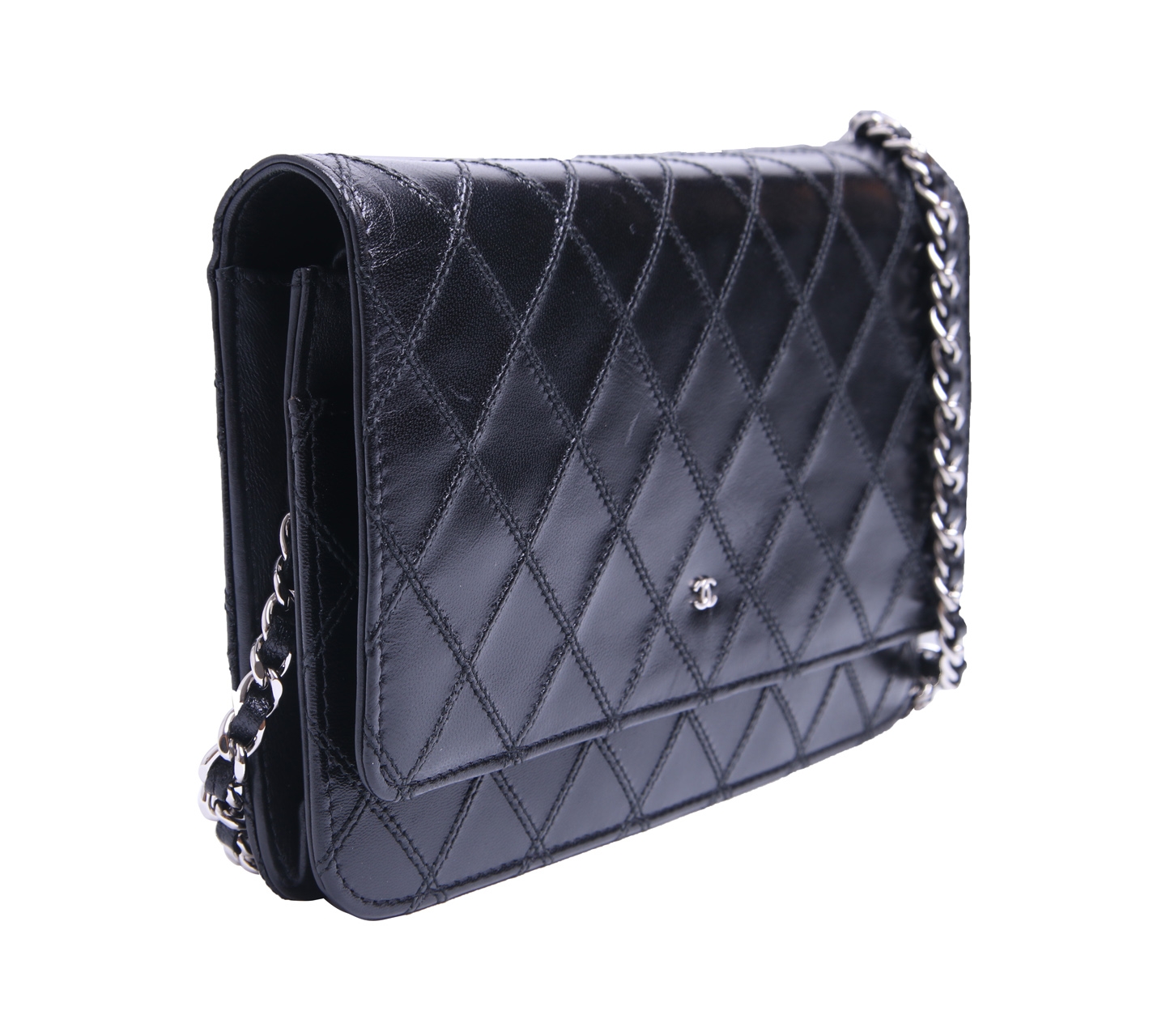 Chanel Black Mini Quilted Wallet Clutch