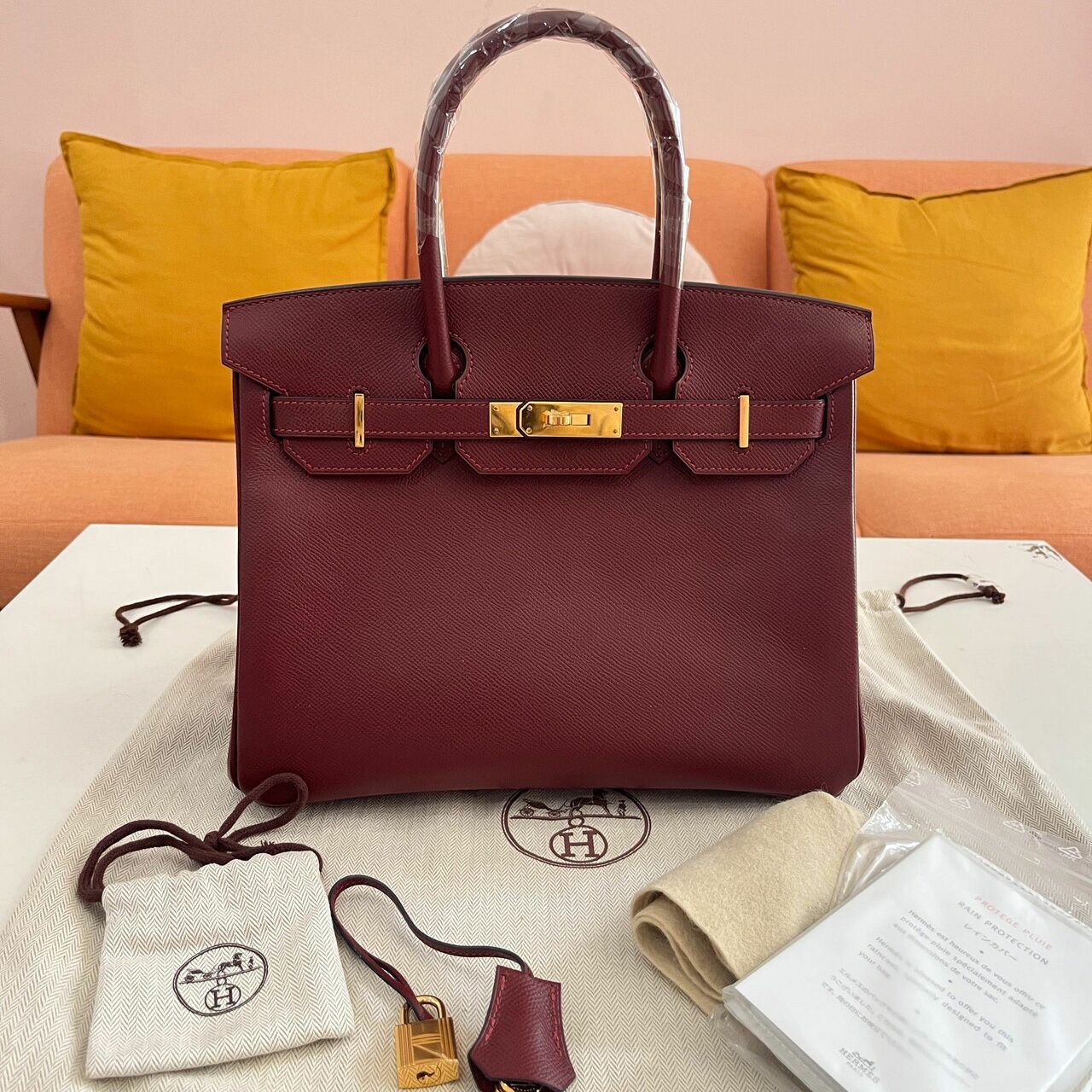 Hermes Birkin 30 Rouge H Epsom GHW Stamp T Handbag