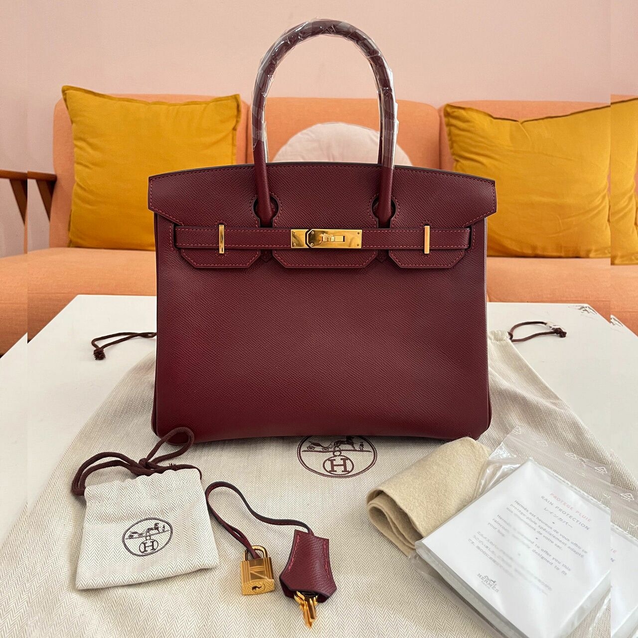 Hermes Birkin 30 Rouge H Epsom GHW Stamp T Handbag