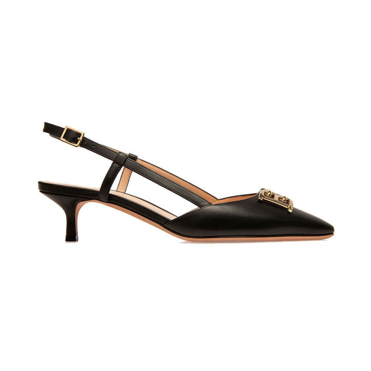 Bally Eva 45 Slingback Heels Black Sole Black