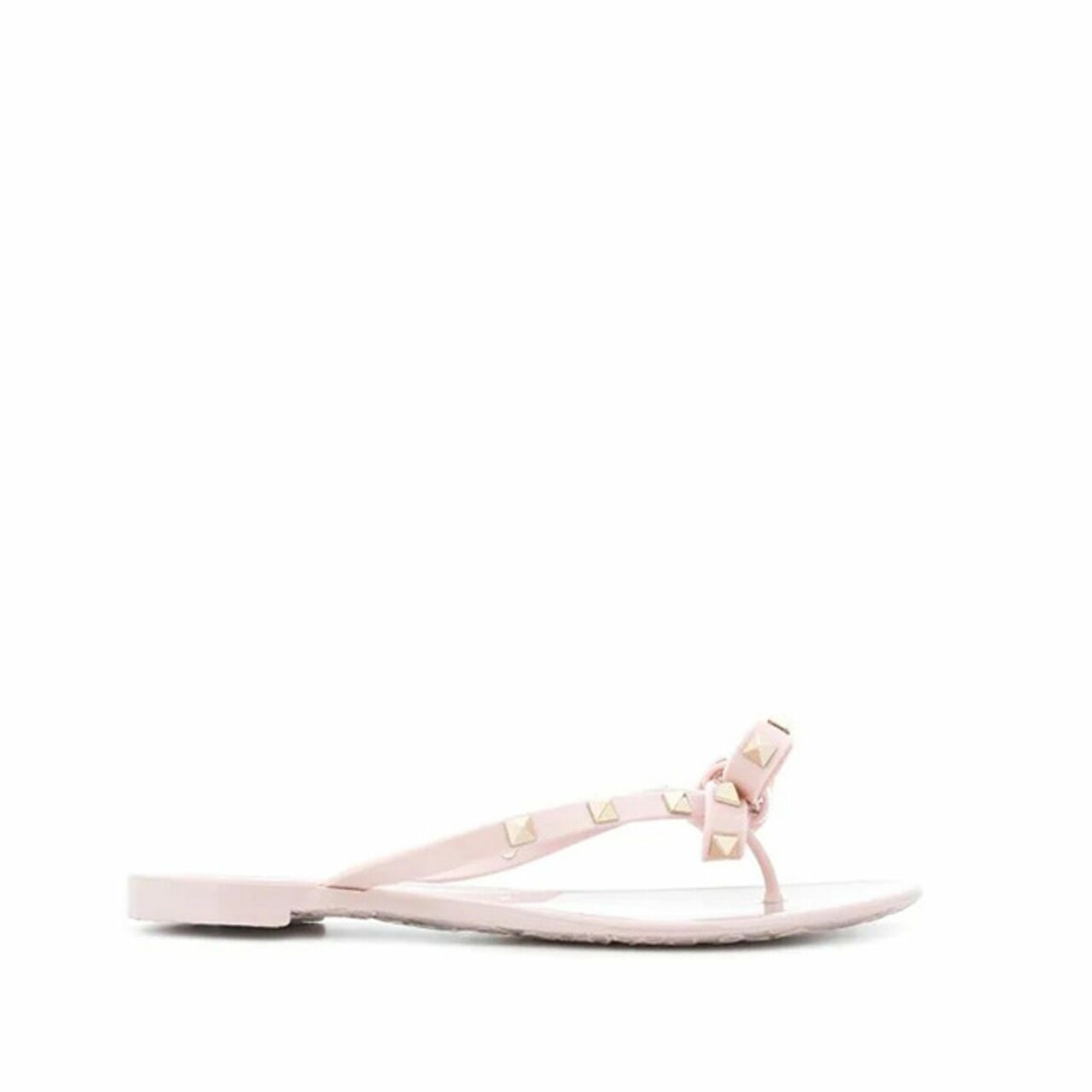 Valentino Garavani Rockstud Thong Jelly Bow Sandals in Water Rose