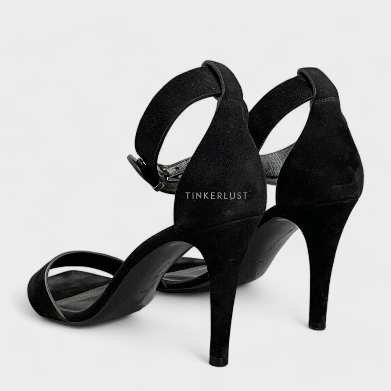 Celine Ankle Strap Open-toe Suede Black Heels