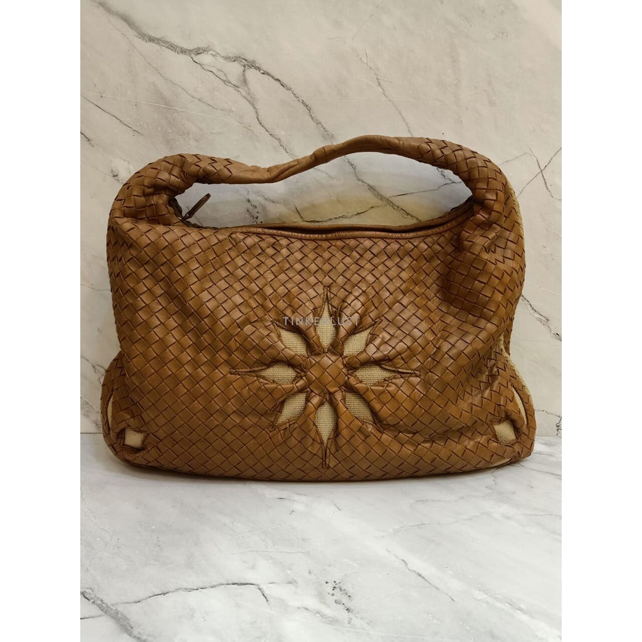 Bottega Veneta Nappa Intrecciato Flower Brown Hobo Shoulder Bag