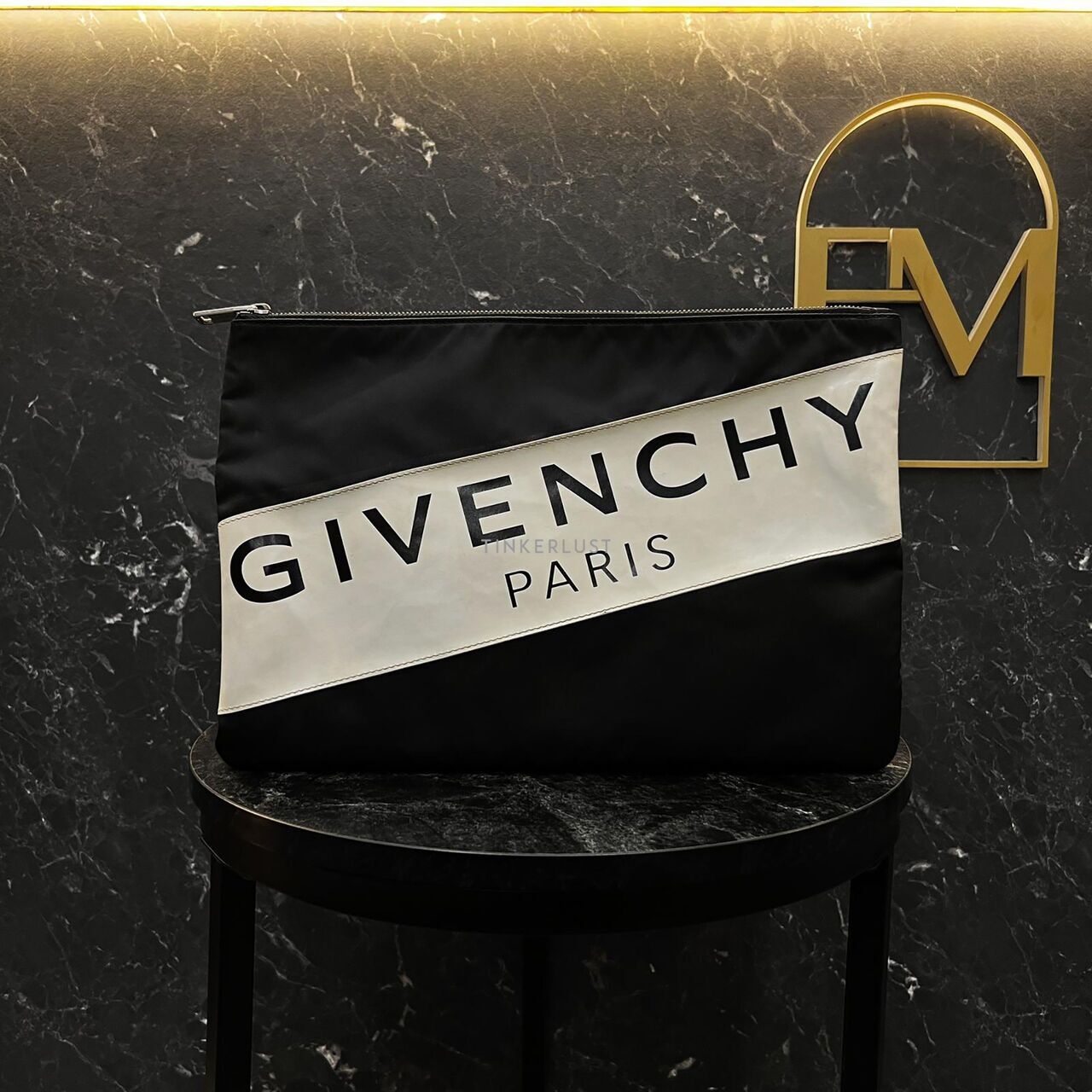 Givenchy Nylon Logo Black Clutch