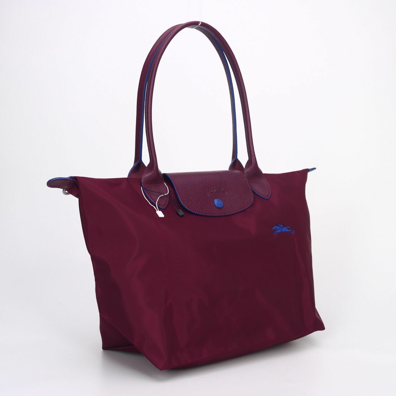 Longchamp Le Pliage Small Long Handle Prune Dark Purple Shoulder Bag