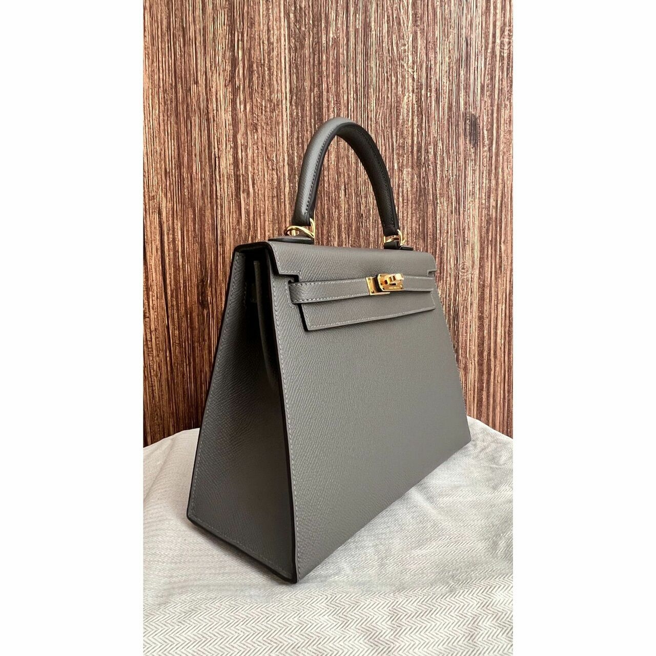 Hermes Kelly 25 Griss Meyer epsel GHW #U Handbag