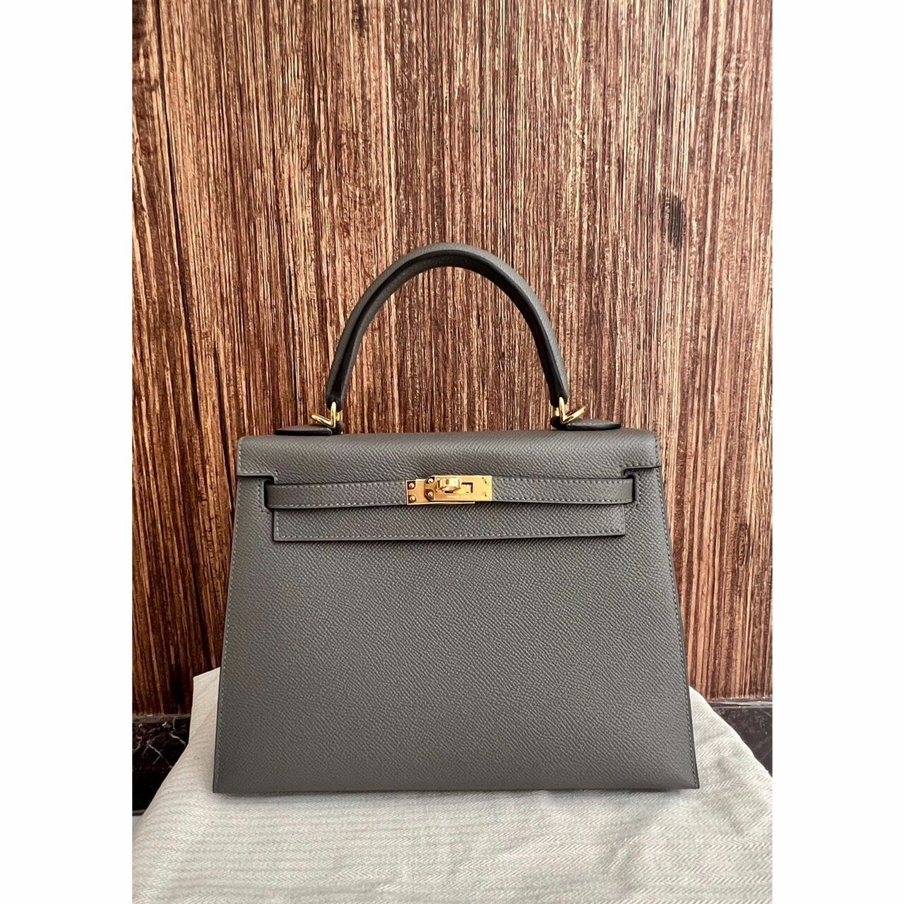 Hermes Kelly 25 Griss Meyer epsel GHW #U Handbag