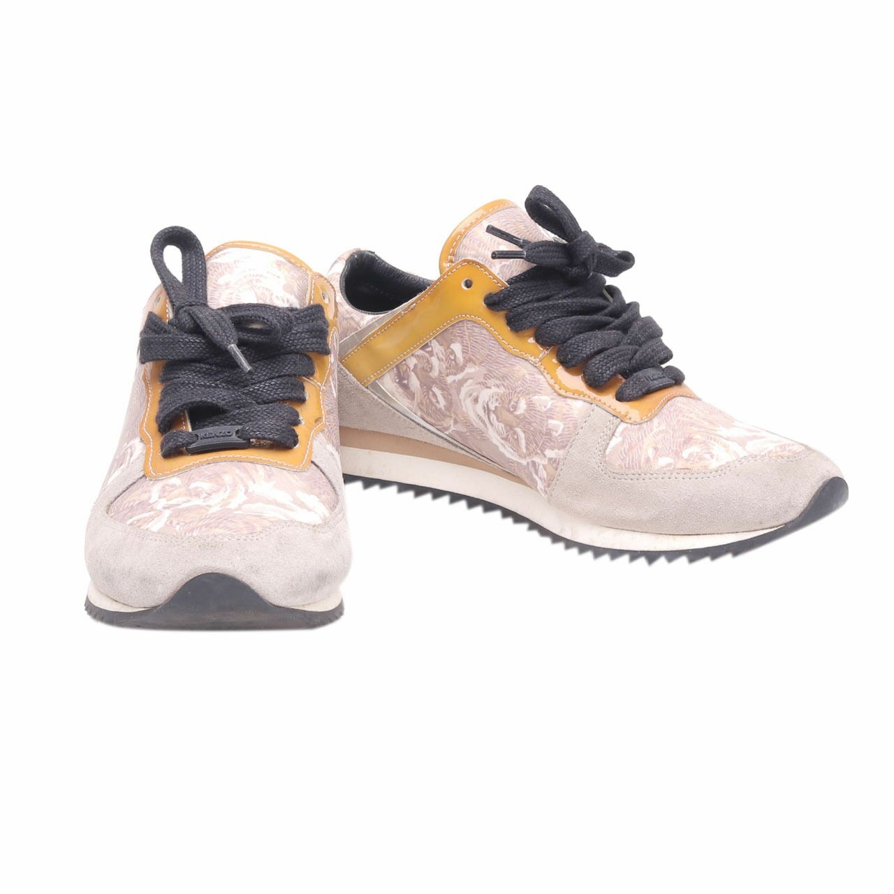 Kenzo Multi-color K-run Flying Tiger Lace Up Beige Sneakers