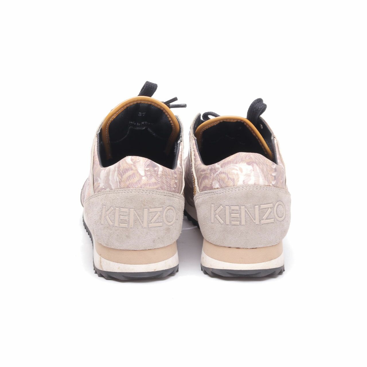 Kenzo Multi-color K-run Flying Tiger Lace Up Beige Sneakers