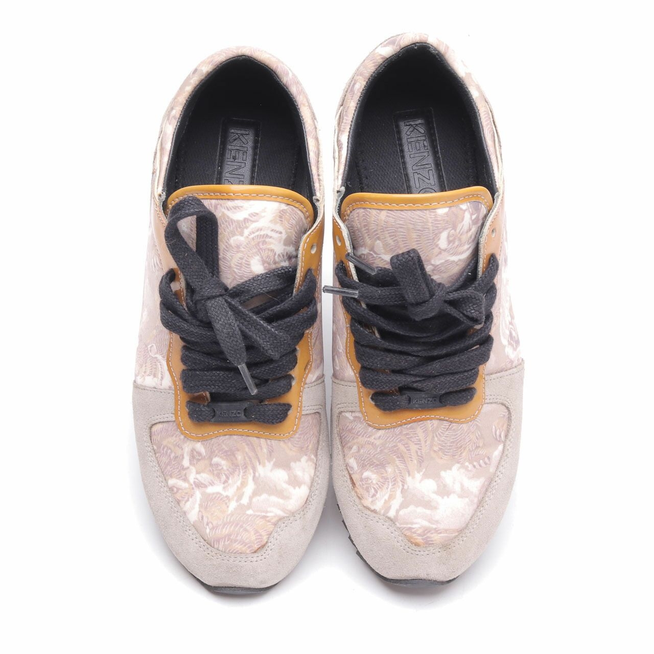 Kenzo Multi-color K-run Flying Tiger Lace Up Beige Sneakers