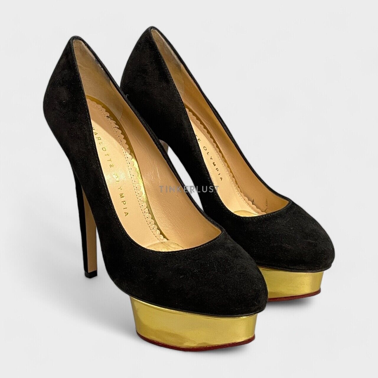 Charlotte Olympia Dolly Suede Black Pumps Heels