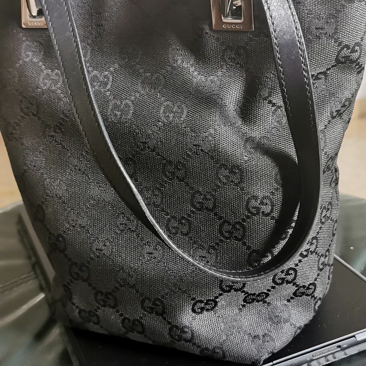 Gucci Black Geometric Tote Bag