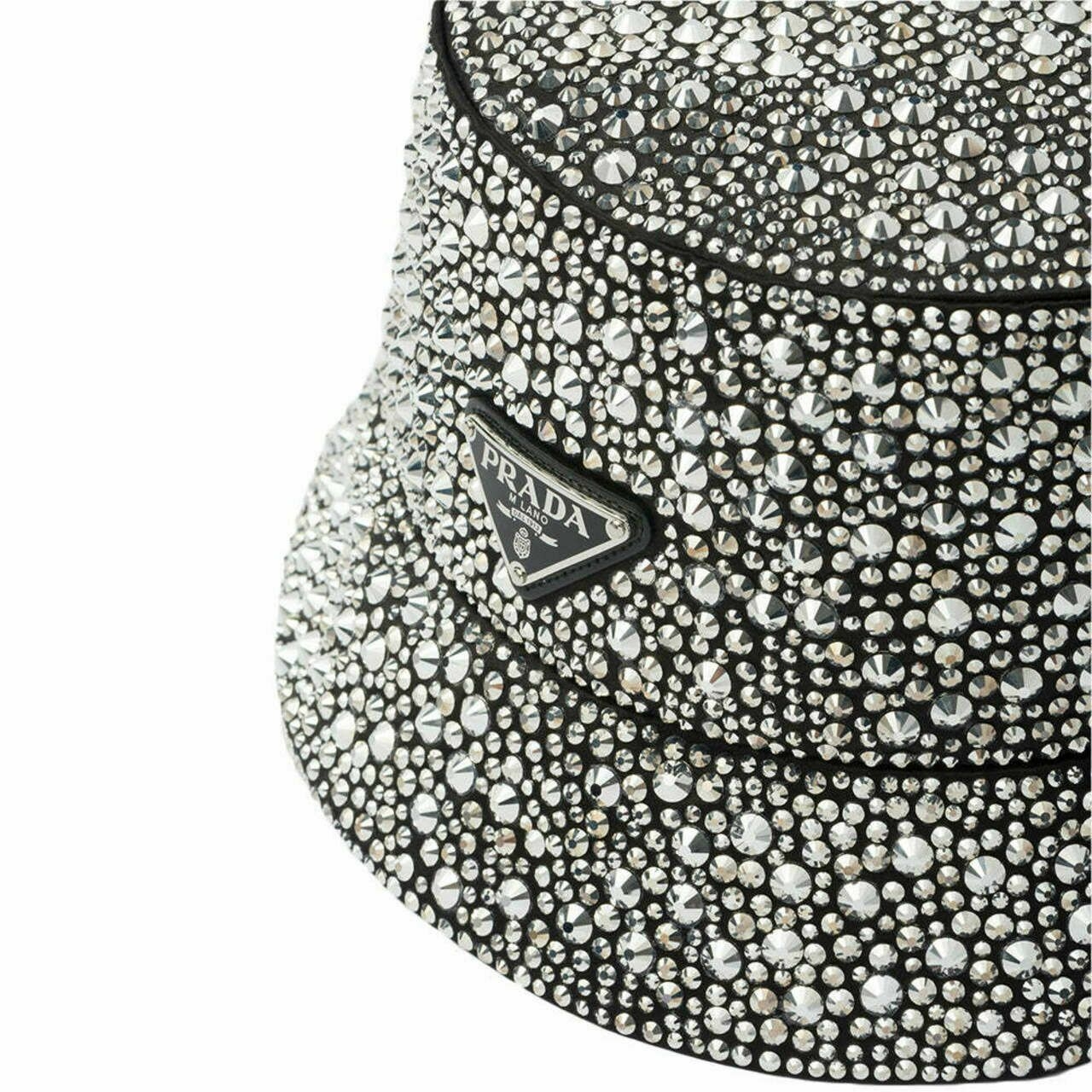 Crystal Bucket Hat Triangle Metal Logo Metal